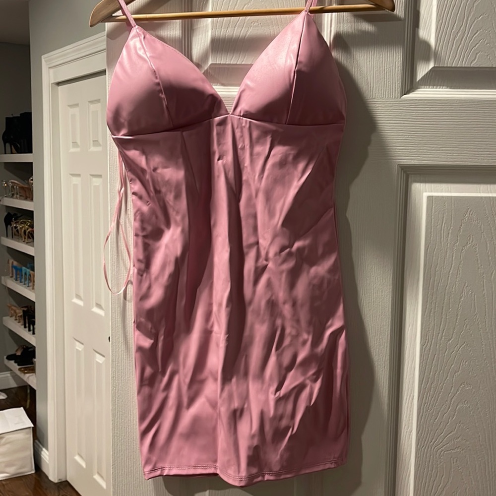 Pink leather dress